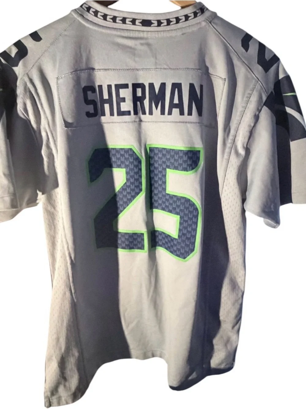 Nike youth Gray Blue Seattle Seahawks Richard Sherman 25 NFL Jersey Size XL